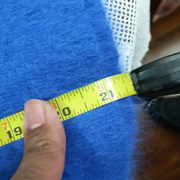 Denise| Blue Fluffy Sleeveless Cowl Neck Sweater Angora Blend - Picture 7 of 9